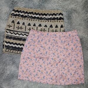Pink Floral and Sequin Mini Skirt Bundle!💕
